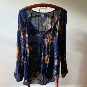 Blue Floral Blouse
